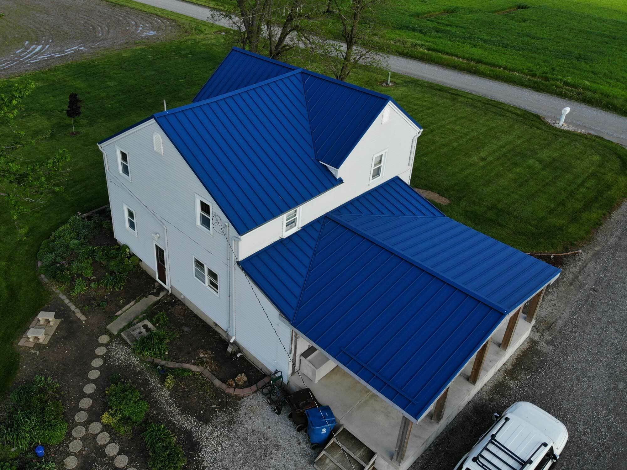Blue metal roof